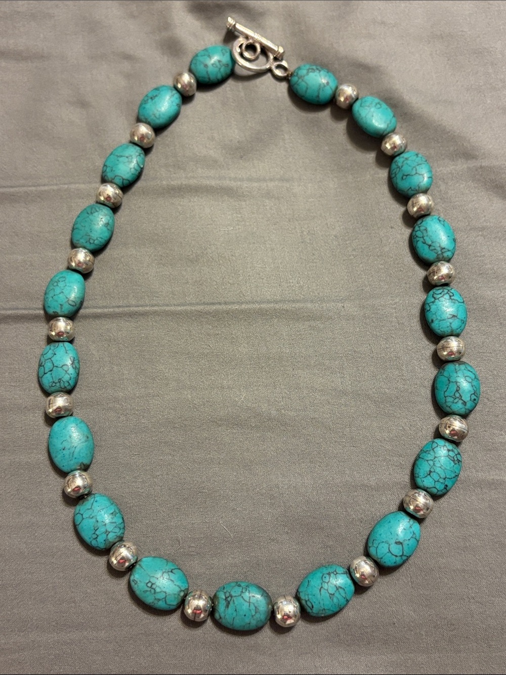 Turquoise and Sterling Bead Necklace
